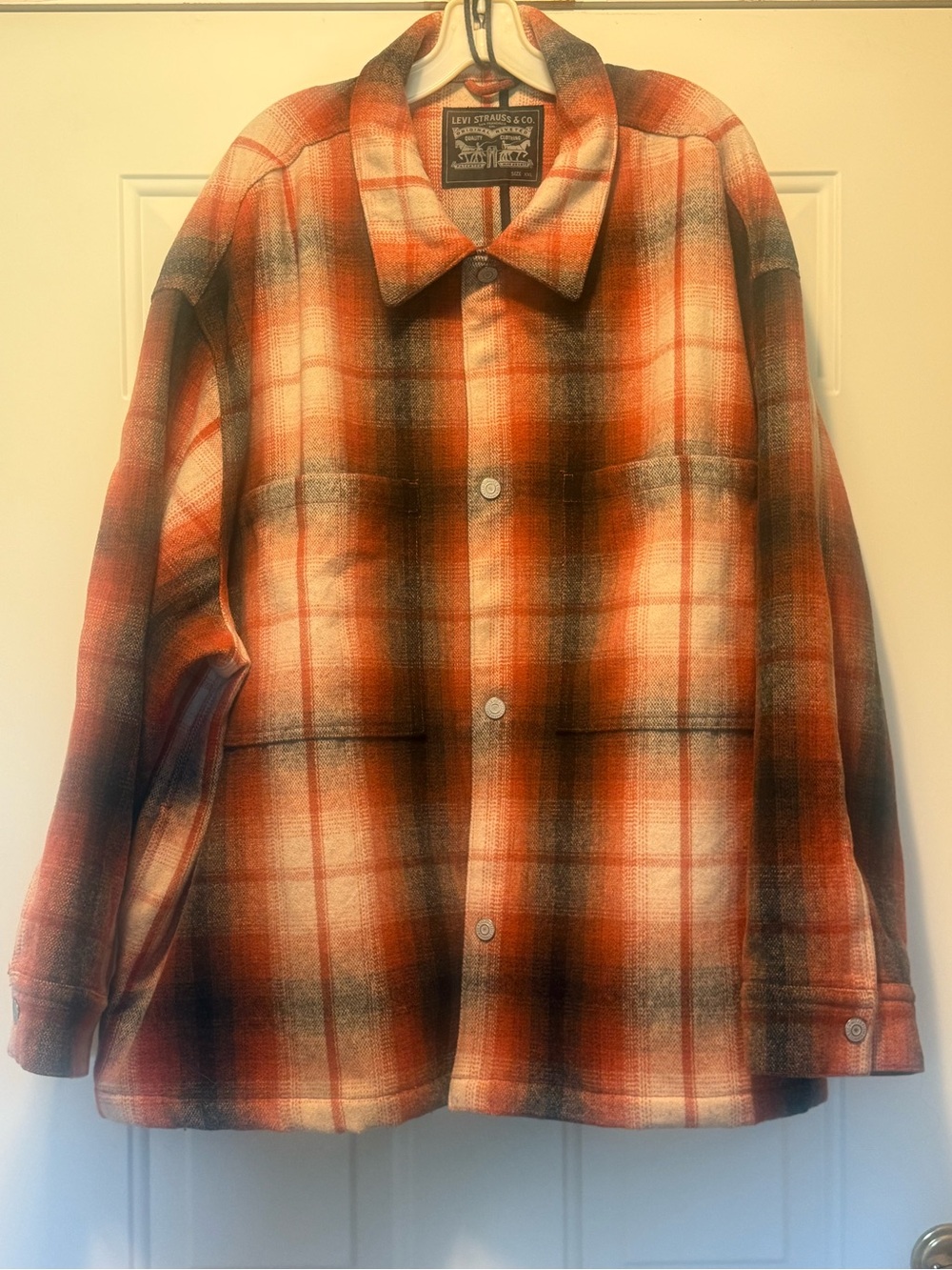 Levi's Orange and Black Plaid Lightweight Shirt Jacket Shacket